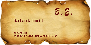 Balent Emil névjegykártya