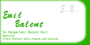 emil balent business card